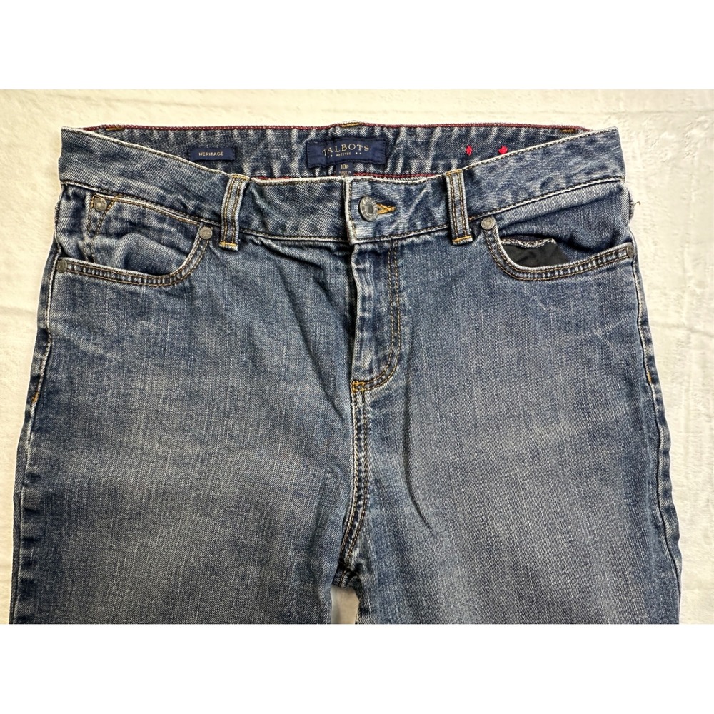 Talbots Heritage Jeans Women 10P Blue Straight Leg Petite Medium Wash Stretch - Picture 3 of 10